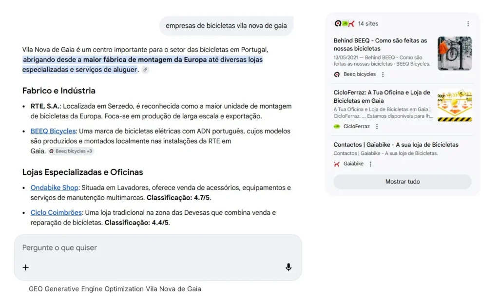 GEO Generative Engine Optimization Vila Nova de Gaia