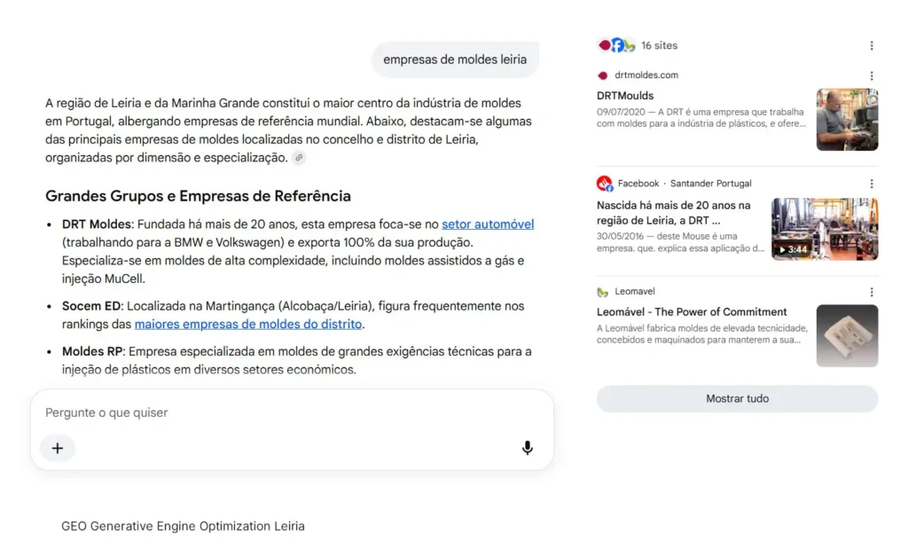 GEO generative engine optimization Leiria